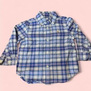 Ralph Lauren Kids Blue Plaid Button Down Shirt